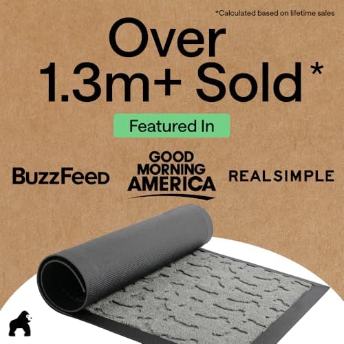 GORILLA GRIP WeatherMAX Door Mat, Indoor Outdoor, 29x17, Light Gray Bones - Image 4