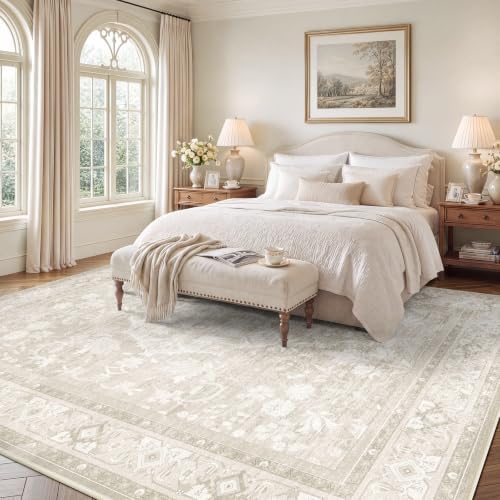 SameBed 8x10 Area Rug Living Room, Vintage Neutral Washable Carpet Beige - Image 2
