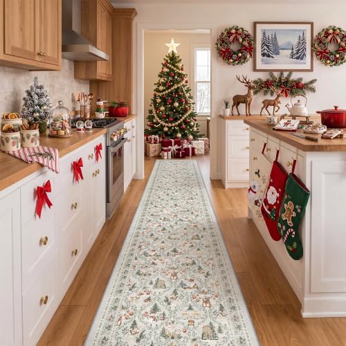 Christmas Runner Rug 2x10, Washable Rugs for Living Room (2'x10', Grey) - Image 5