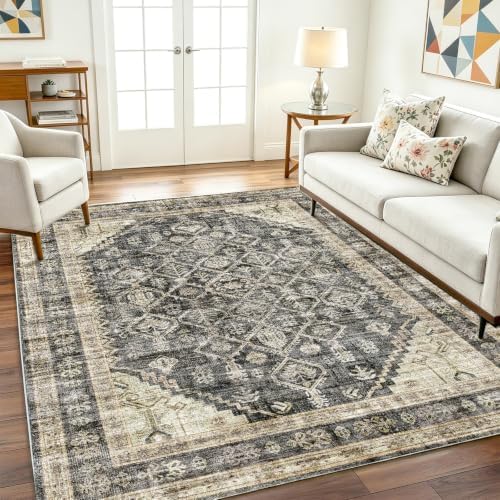 CHAMPLANT Washable Area Rug 10'x14' Boho Design Non-Shedding Easy Care Ideal for High Traffic Areas in Living Room Bedroom Office Coffee Table Kitchen Large Carpet - Image 2