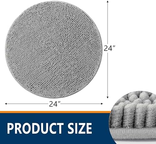 Smiry Round Bathroom Rugs 24X24, Chenille Extra Soft Absorbent Bath Mat - Image 2