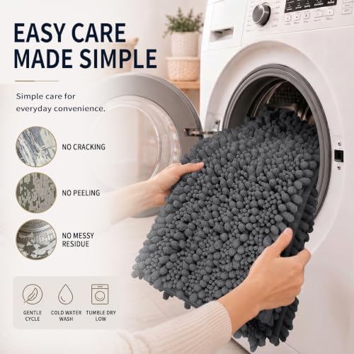 Yimobra Bathroom Rug Set 3 Piece, Super Absorbent Bath Mat Set, Dark Gray - Image 6