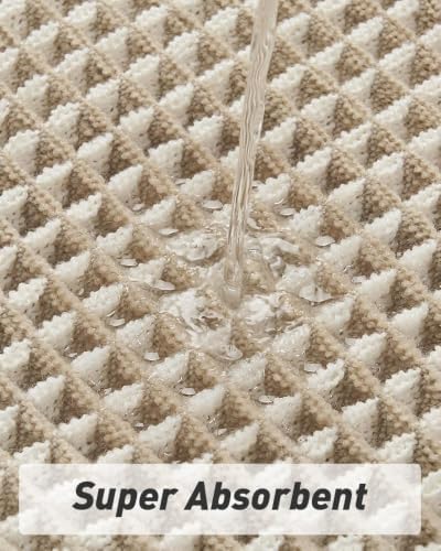 Upgraded Waffle Bath Mat Set of 2 Absorbent Bathroom Mat 17"x24" + 20"x32" - Image 3