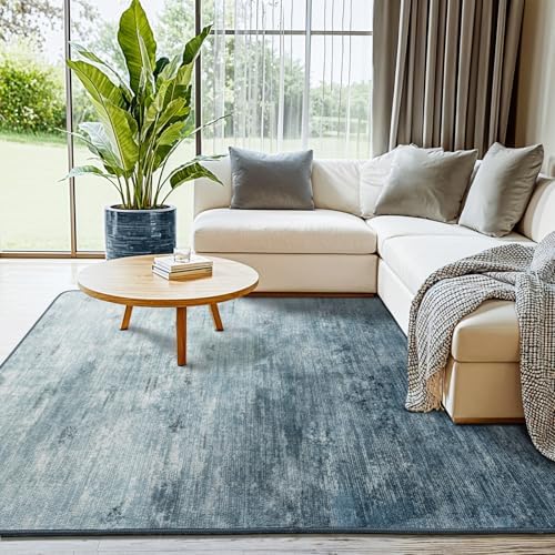 4x6 Washable Area Rug, Blue Solid Area Rugs for Living Room & Bedroom - Image 2