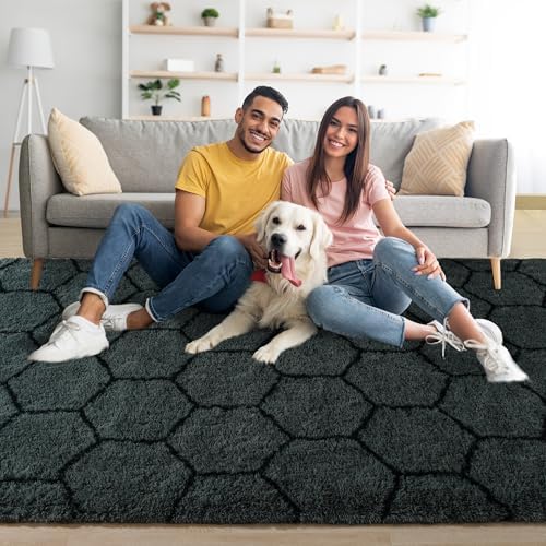 Noahas 4x6 Dark Grey Fluffy Soft Area Rug Non-Slip for Bedroom Living Room - Image 3