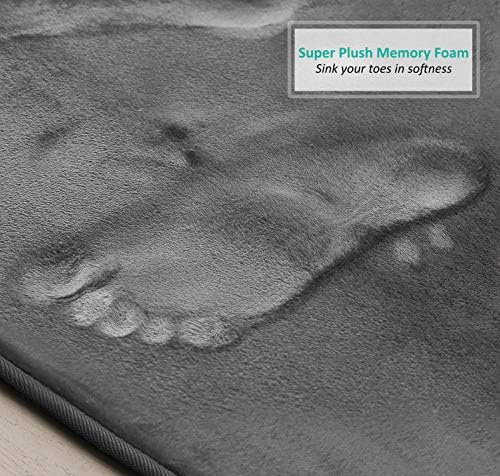 Clara Clark 2 Piece Bathroom Rugs, Velvet Memory Foam Bath Mat Set, Non-Slip Bath Rugs, Machine Wash, Dries Quickly, Ultra Soft Plush Bath Mats for Bathroom, 17 x 24 + Contour, Dark Grey - Image 6