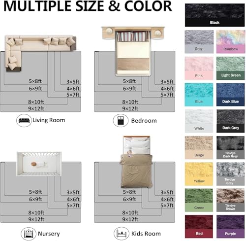 FinRèc Home 7x10 Non-Slip Fluffy Area Rugs for Living Room (Dark Grey) - Image 7