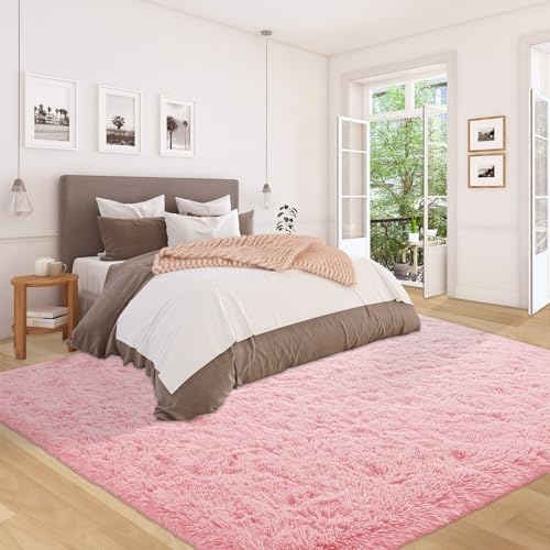6x9 Area Rug for Living Room: Fluffy Shag Soft Washable Rugs Large Fuzzy Plush Indoor Carpet for Bedroom Nursery Playroom Kids Girls Boys Room (Pink, 6'x9') - Image 6