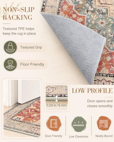 OLANLY 2x4 Washable Accent Rug Non Slip Carpet for Entryway Kitchen Bedside - Image 7