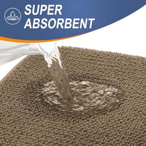 OLANLY Thick Memory Foam Small Bathroom Rug 24x16, Absorbent Bath Mat, Tan - Image 3