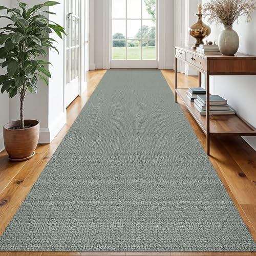 EARTHALL Washable Runner Rug, Non Slip Hallway Runner, 3x16 Ft, Green/Grey by Unknown