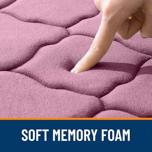 OLANLY Memory Foam Bath Mat Rug 44x24, Ultra Soft Bathroom Rugs, Mauve - Image 2