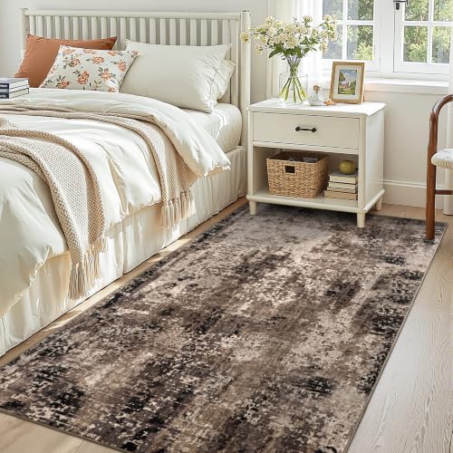 Entryway Rug 3x6 Brown Bedroom Area Rug Washable Non Slip Abstract Boho Rugs for Indoor Entry, Kitchen, Classroom, Bathroom, Kids Girls Room, Office, College Dorm Small Carpet - Image 5