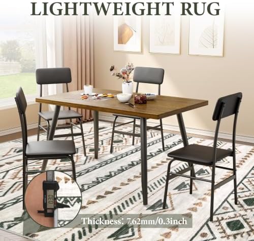 Area Rug Living Room Rugs 5x7 - Large Soft Boho Geometric Rugs, Non-Slip Foldable Washable Area Rug Non Shedding Morden Indoor Floor Carpet for Living Bedroom Office Dining Room(Brown Green,5'x7') - Image 6