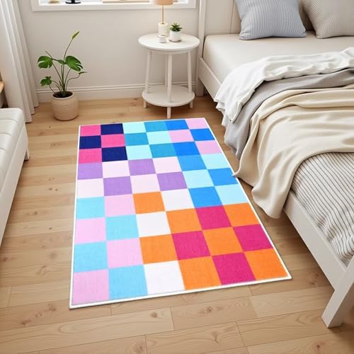 Terrug Multicolored Checkered Rug for Entryway, 2x3 Small Area Rugs - Image 2