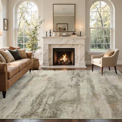 8x10 Ft Abstract Washable Area Rugs for Living Room Beige - Image 2