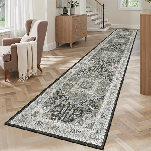 Madane Washable Runner Rugs 2x12 for Hallway Kitchen Grey Green/Black Olive - Image 5