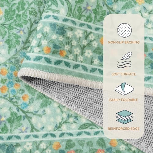 Lahome Floral Washable Kitchen Runner Rug, 2x6 Runners for Hallways Non Slip Ultra-Thin, Boho Soft Hallway Rug Forest Green Carpet for Bedroom Bathroom Laundry Room Giverny, Sage Green - Image 7
