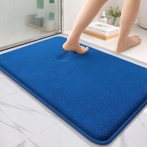 OLANLY Memory Foam Bathroom Rugs 36x24, Absorbent Bath Mat, Deep Navy Blue by OLANLY
