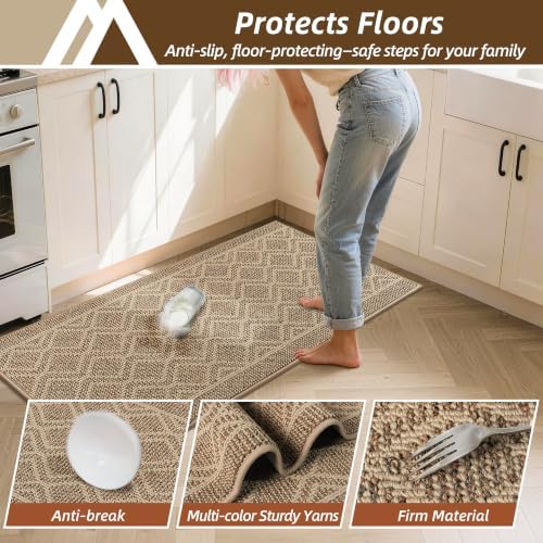 COSY HOMEER Kitchen Rugs Sets of 2 Non-Slip Washable,24”x35“+24”X60“ - Image 5