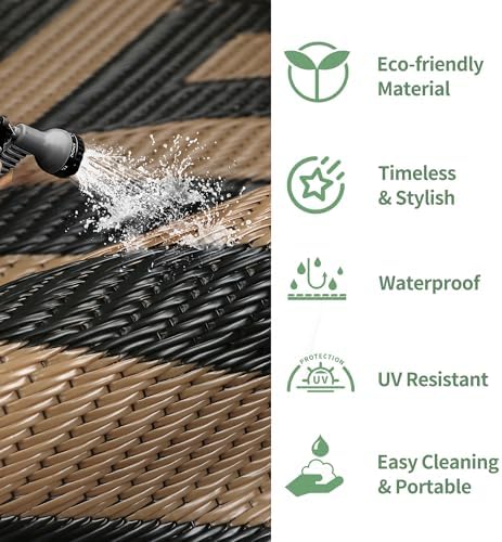 GENIMO Outdoor Rug, Waterproof Plastic Rugs for Patio, 8'x10' Shadow Brown - Image 5