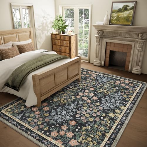 Washable Living Room Area Rug: 8x10 Rugs for Bedroom Stain Resistant Non Slip Low Pile Lightweight Soft Carpet for Kitchen Dining Room Farmhouse Kids Room Nursery Indoor - Image 2