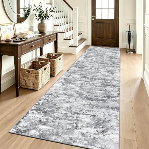 3x8 ft Wide Rug Runners for Hallways Non Slip, Kitchen Runner Rug, Gray by TTelephant