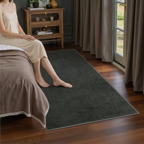 Valenrug 4x6 Area Rug, High-Low Pile Black Washable Rug for Bedroom Black - Image 3