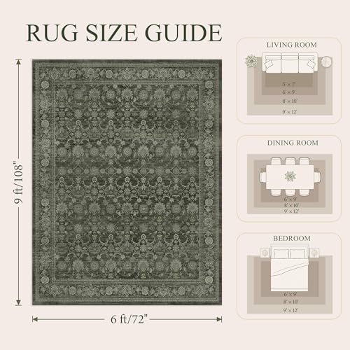 10x14 Washable Boho Area Rug, Non-Slip Living Room Carpet - Image 2