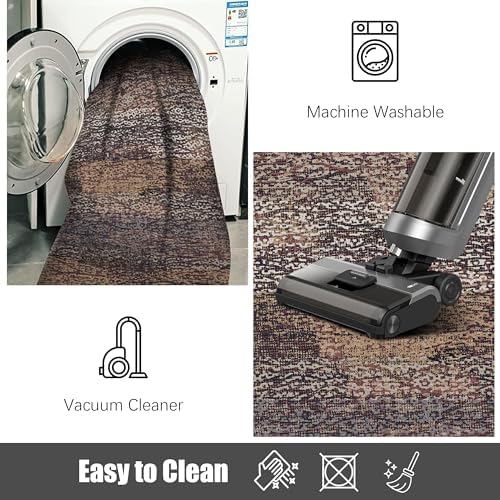 RUGSURE Washable Area Rug - 1/6 Thick - Stain & Water Resistant Non-Slip - Resistant Rug for Living Room, Bedroom, Nursery, Pet & Child Friendly, Vintage Charm Area Rugs (Rust, 2'6'' x 8') - Image 7