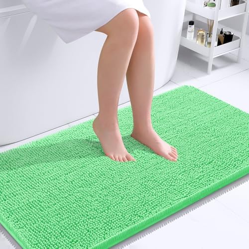 OLANLY Bathroom Runner Rugs 44x24, Soft Absorbent Chenille Bath Rugs, Rubber Backing Quick Dry, Machine Washable Long Bath Mats for Bathroom Floor, Tub and Shower, Home Decor Accessories, Mint Green - Image 2