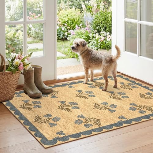 Floral Outdoor Rug - 28"x43" Front Door Mat Indoor Outside Entrance by Othilic