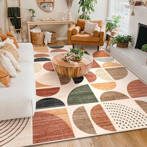 MUJOO 8x10 Area Rugs,Washable Rug Non Slip Modern Abstract Boho Large - Image 3