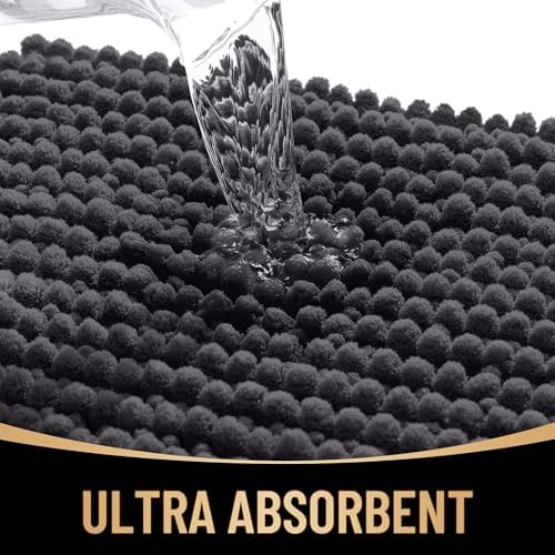 OLANLY Thick Chenille Bathroom Runner Rugs Mats 70x24, Dark Grey - Image 3