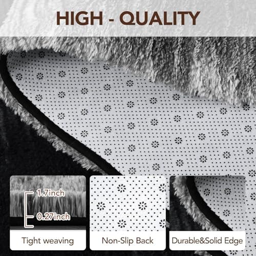 FinRèc Home 5x7 Non-Slip Fluffy Area Rugs for Living Room (Striped Black) - Image 6