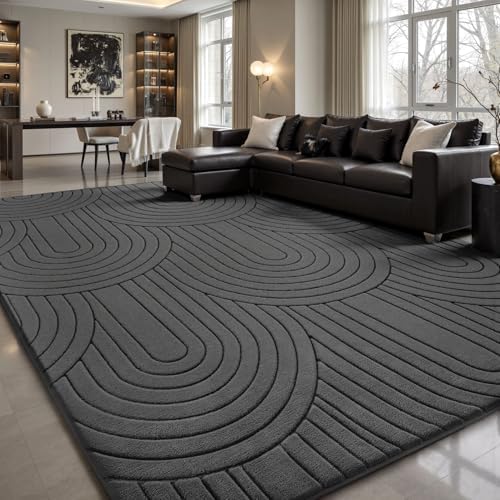 Sour Lemon 8x10 Area Rugs for Living Room Bedroom, Large Carpet Grey Rug by SourLemon