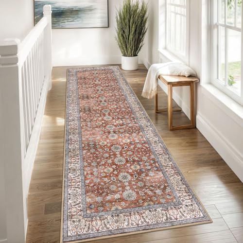 KUTA Vintage Washable Runner Rug 2.6x8 Red Clay Runners for Hallways - Image 4