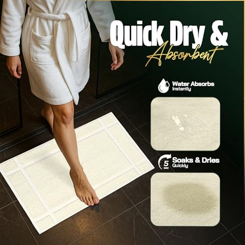Pearl Linens 6 Pack Cotton Bath Mats for Bathroom, 20" X 30", Ivory - Image 5