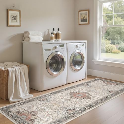 Area Rug for Living Room - 3x8 Large Soft Washable Oriental Vintage Floral Carpet Safe for Babies & Pets - Fade Stain Resistant Non Slip Rugs for Bedroom Dining Room Nursery Dorm Office Home Decor - Image 5