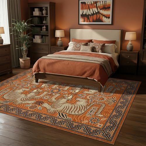 GarveeHome Tiger 6x9 Area Rugs Boho Washable Vintage Non Slip Living Room - Image 2
