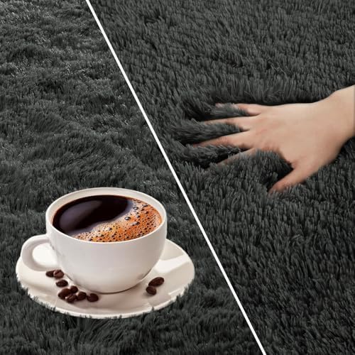 Chicrug Soft Area Rugs for Bedroom Living Room Plush Fluffy Rug 5x7 Feet, Shag Furry Area Rug Carpet Non Shedding for Nursery Children Kids Girls Room Home Decorative, Dark Grey - Image 7