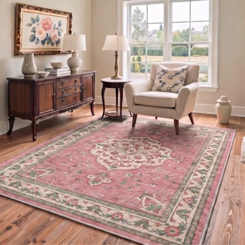 GENIMO 5X8 Outdoor Rug, Washable for Patio and Deck, Dusty Rose - Image 7