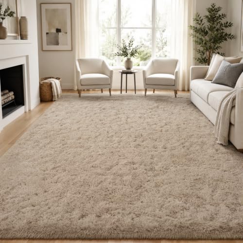 PLHXFR 9x12 Area Rugs Living Room: Fluffy Bedroom Rug Shag Carpet Camel by PLHXFRSoftAreaRugs
