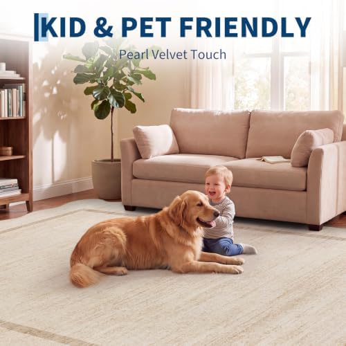 GarveeHome Scalloped Washable Rug 4x6 Living Room Area Rug, Oatmeal - Image 6