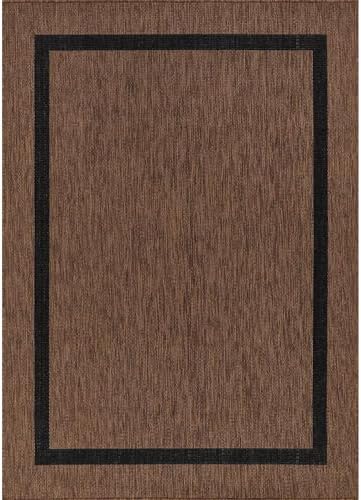 Luul Home Bordered Outdoor Rug 8x10 Washable Outside Carpet for Indoor Patio Porch Waterproof Easy Cleaning Non Shedding Area Rugs Nut Brown - Black 8 x 10 - Image 2