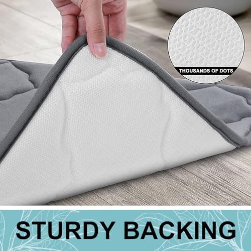 OLANLY Memory Foam Bath Mat Rug 44x24, Ultra Soft Bathroom Rugs, Dark Grey - Image 3