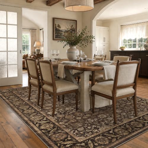 Washable 6x9 Bedroom Non-Slip Area Rug Vintage Brown Large Carpet - Image 2