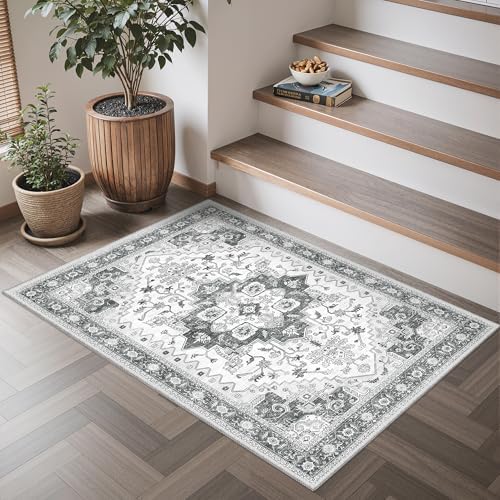 Rugs for Entryway, 2X3 Washable Kitchen Rugs Grey Small Throw Carpet - Image 7