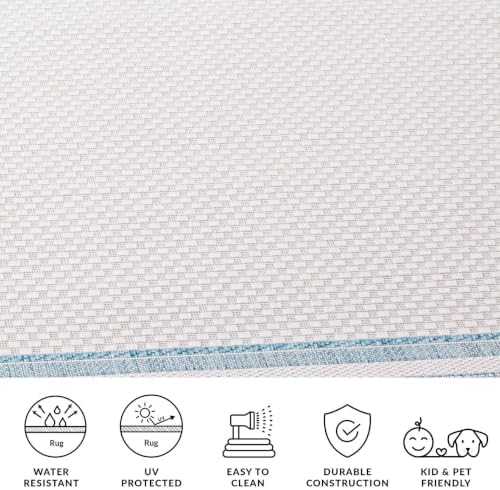 SAFAVIEH Courtyard Outdoor Area Rug 8x11, Ivory & Aqua CY8475-53612 - Image 7