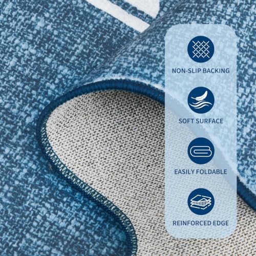 GarveeHome Scalloped Bow Rug 6x9 Washable Rugs for Living Room, Dark Blue - Image 6